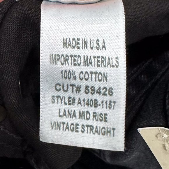 Agolde Lana Mid Rise Vintage Straight in Disorder Washed Black Distressed Jeans - Picture 7 of 12